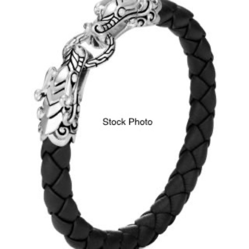 John Hardy Black Legends Naga Leather Double Dragon Head bracelet